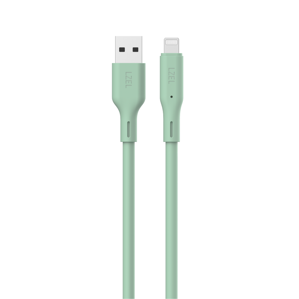 LZEL Celeris Silox CXL Soft Silicone USB-A to Lightning Cable, 480Mbps, 15W Max, 1m | Green