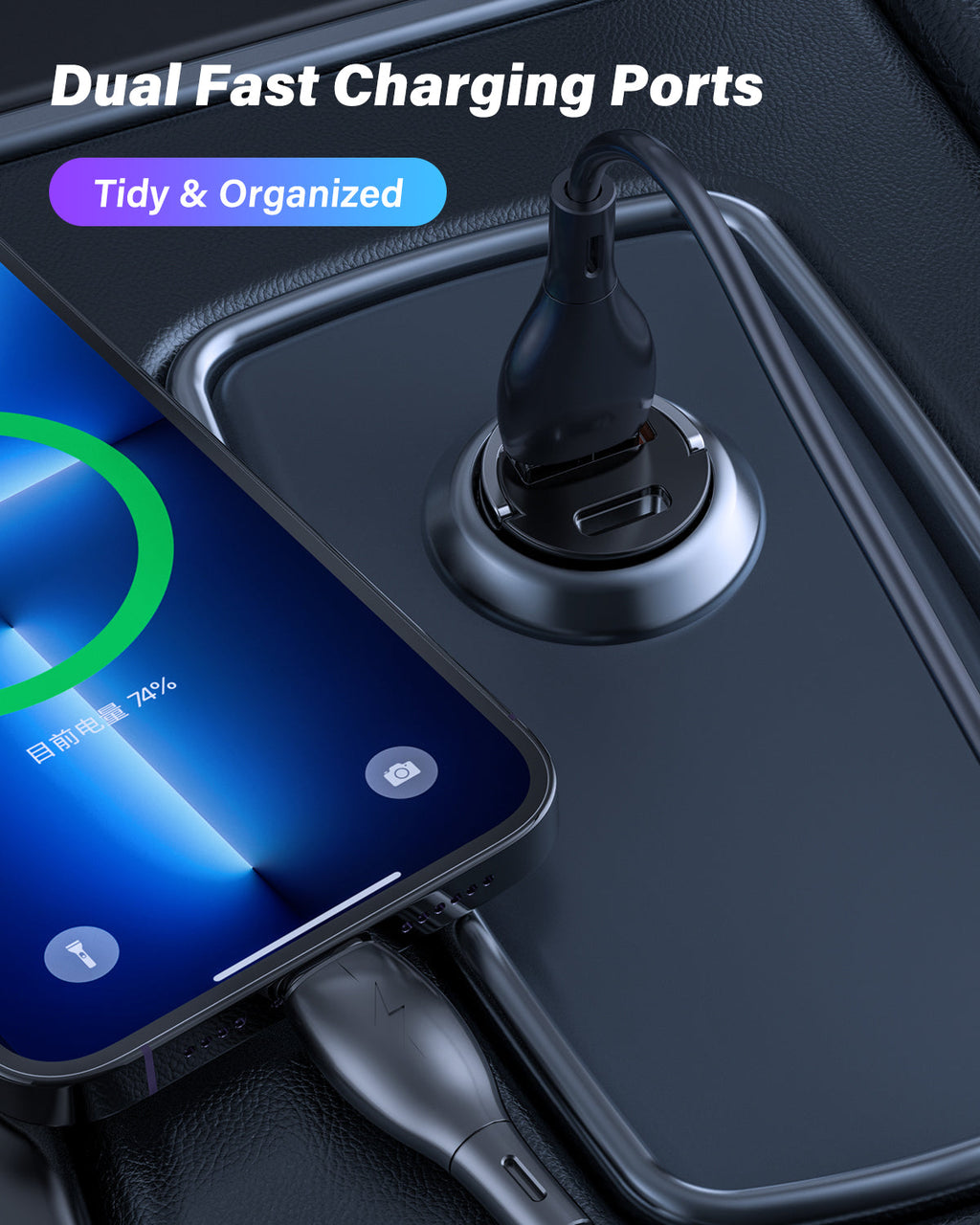 Asli Global Primuscharger Mini Transparent Car Charger 65W With Dual Port PD & QC3.0 | Black