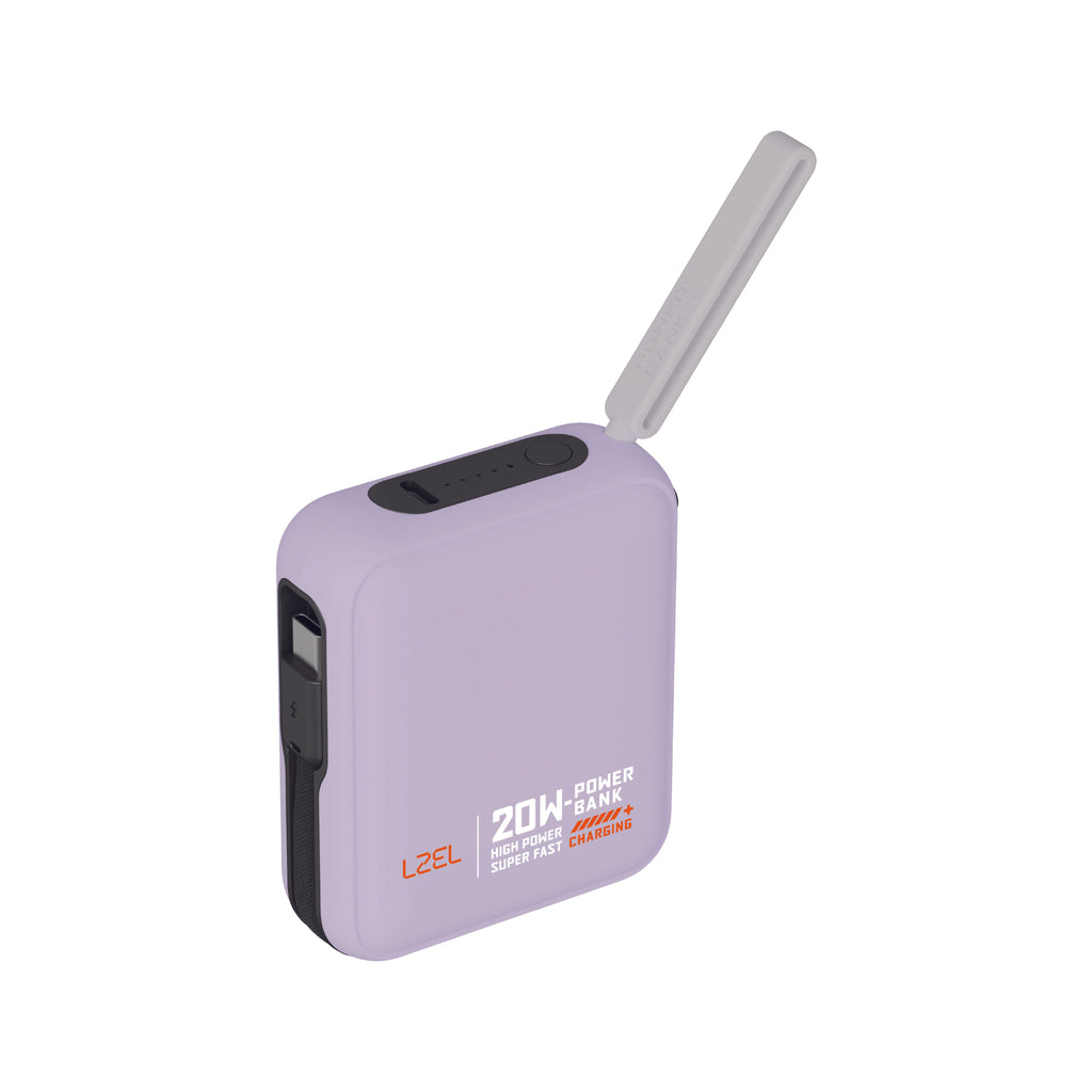 LZEL ZenoFlex Charge Mini 10000mAh PD Power Bank â€“ 20W Output / 18W Input | Purple