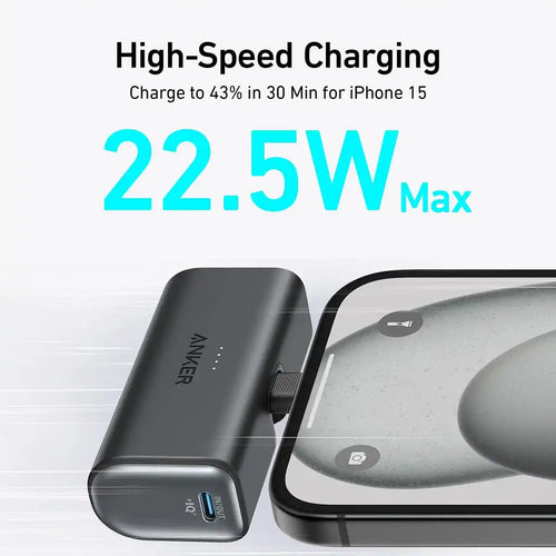 Anker 5000mAh 12W Power Bank with Built-In MFi-Certified Foldable Lightning Connector | Black