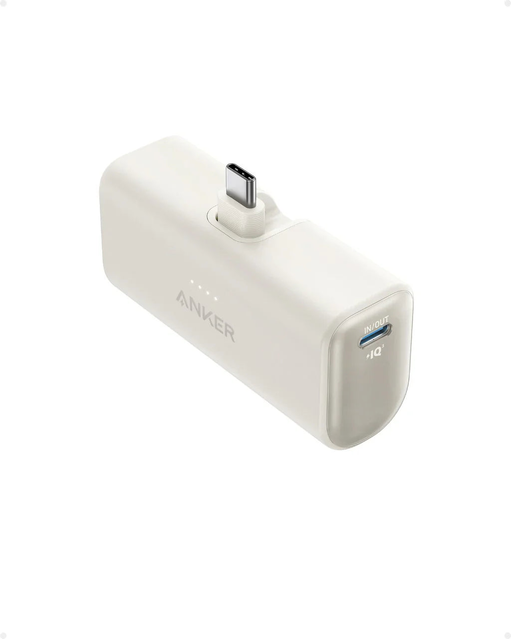 Anker 5000mAh Compact With Foldable USB-C Connector PD Fast Charging | White