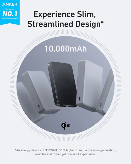 Anker MagGo Power Bank 10,000mAh, Slim | Black