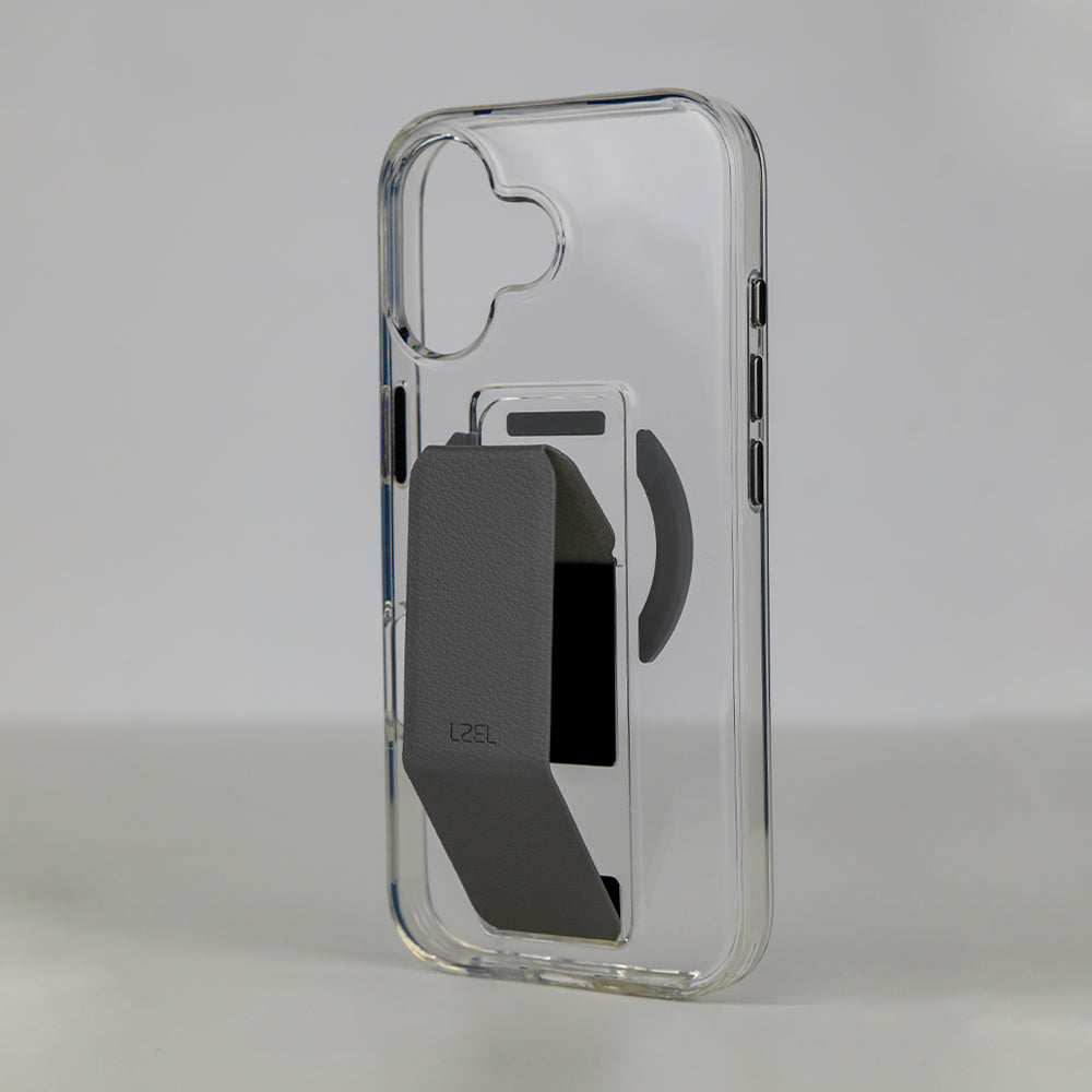 LZEL MagClear LeatherGrip Case for iPhone 17