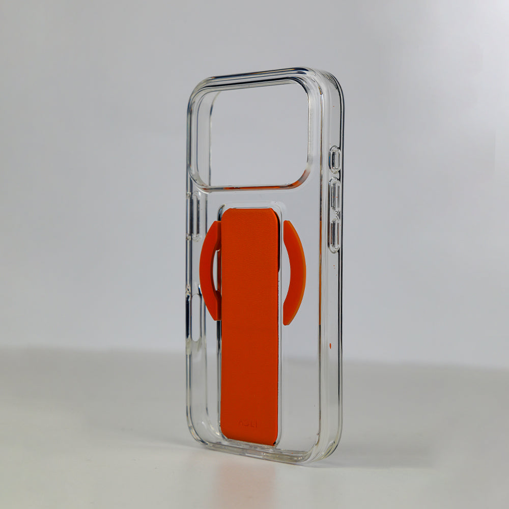Asli Global MagTrox Gravitas Transparent with Leather Grip MagSafe Case for iPhone 17 Pro