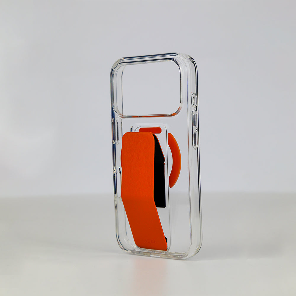 Asli Global MagTrox Gravitas Transparent with Leather Grip MagSafe Case for iPhone 17 Pro