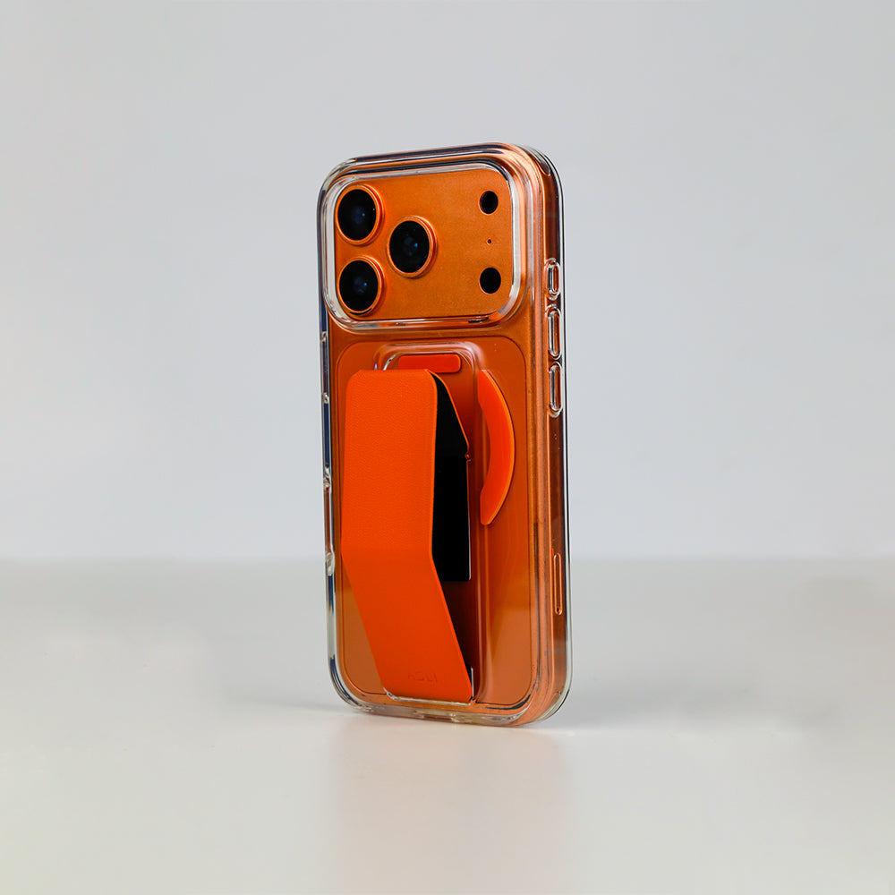 Asli Global MagTrox Gravitas Transparent with Leather Grip MagSafe Case for iPhone 17 Pro