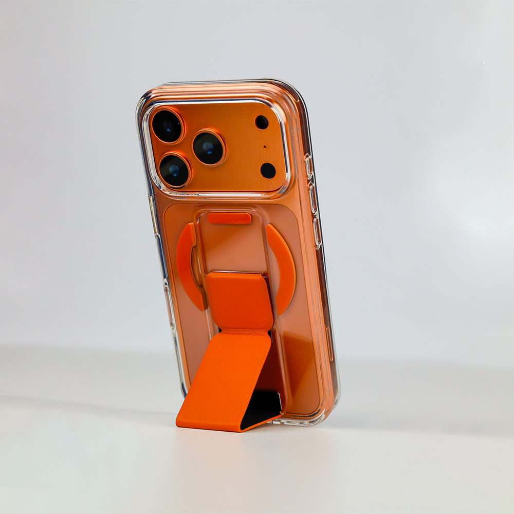 Asli Global MagTrox Gravitas Transparent with Leather Grip MagSafe Case for iPhone 17 Pro