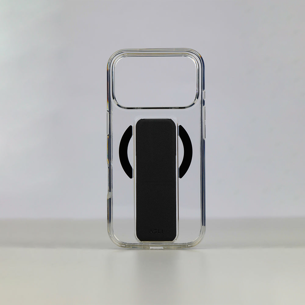 Asli Global MagTrox Gravitas Transparent with Leather Grip MagSafe Case for iPhone 17 Pro