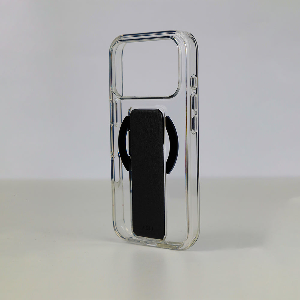 Asli Global MagTrox Gravitas Transparent with Leather Grip MagSafe Case for iPhone 17 Pro