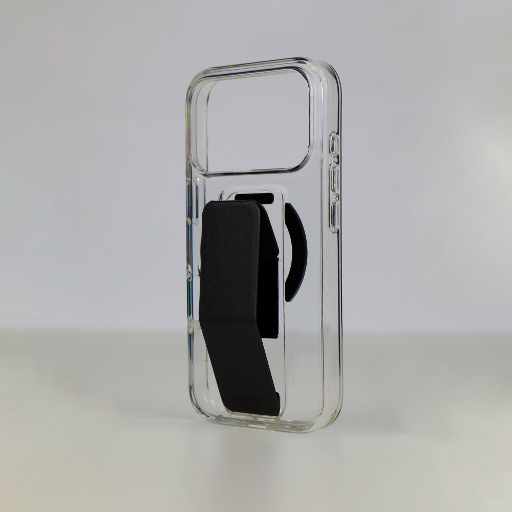 Asli Global MagTrox Gravitas Transparent with Leather Grip MagSafe Case for iPhone 17 Pro