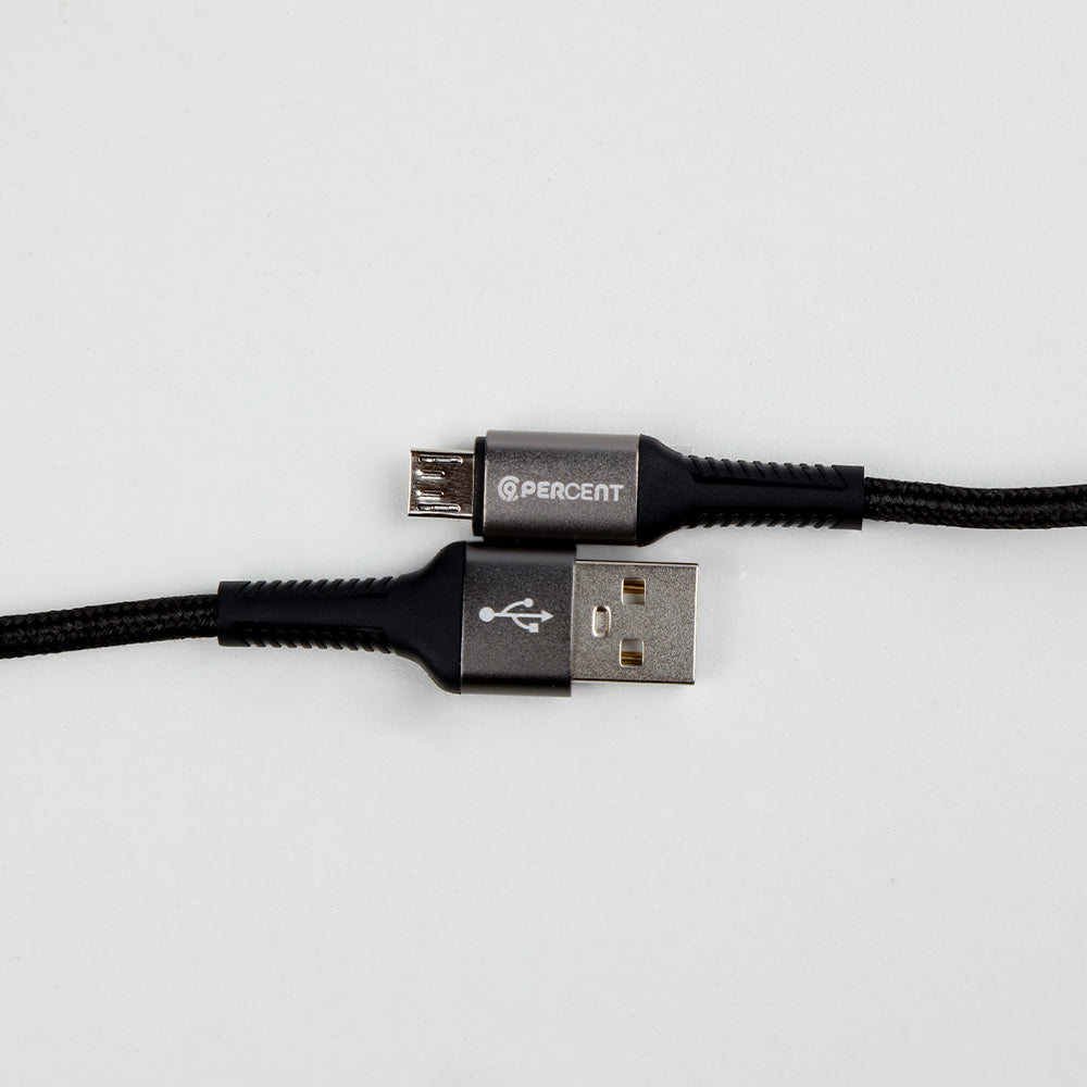 90 Percent USB-A to Micro Nylon Braided Fast Charging Data Cable 1M | Black