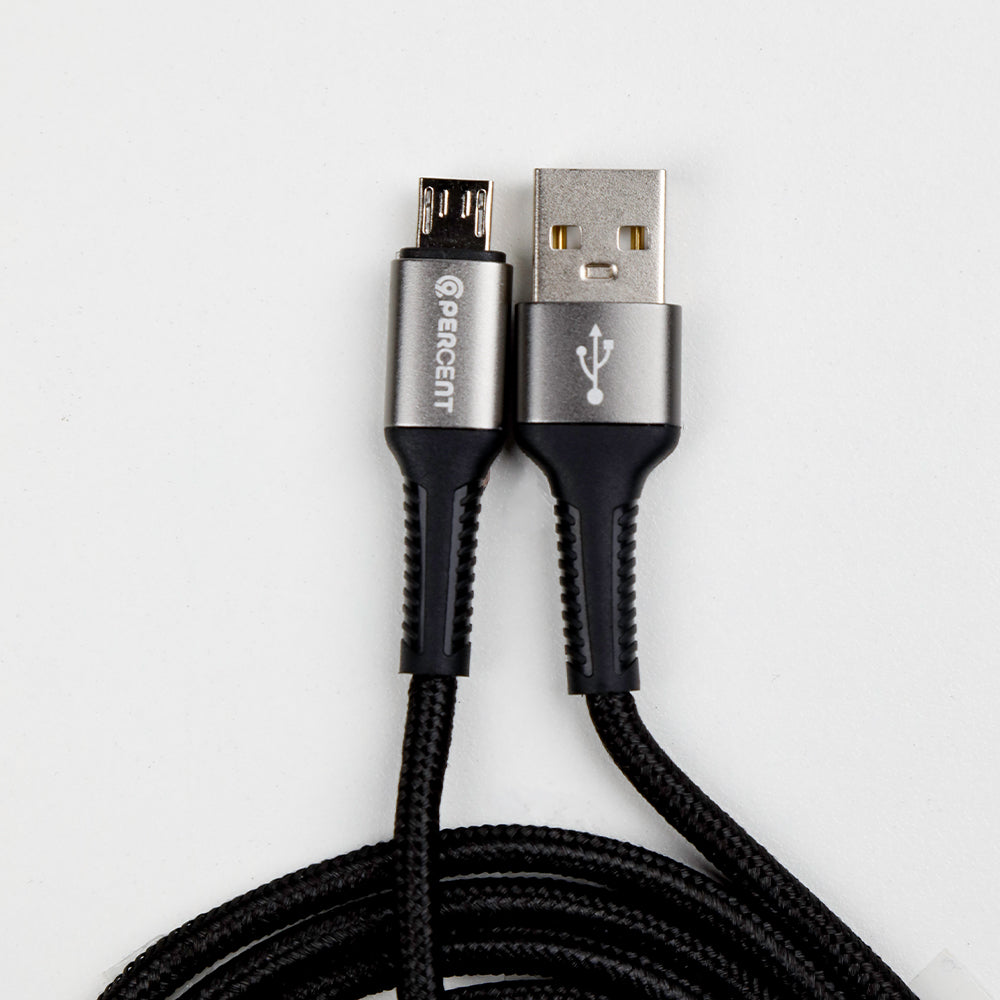 90 Percent USB-A to Micro Nylon Braided Fast Charging Data Cable 1M | Black