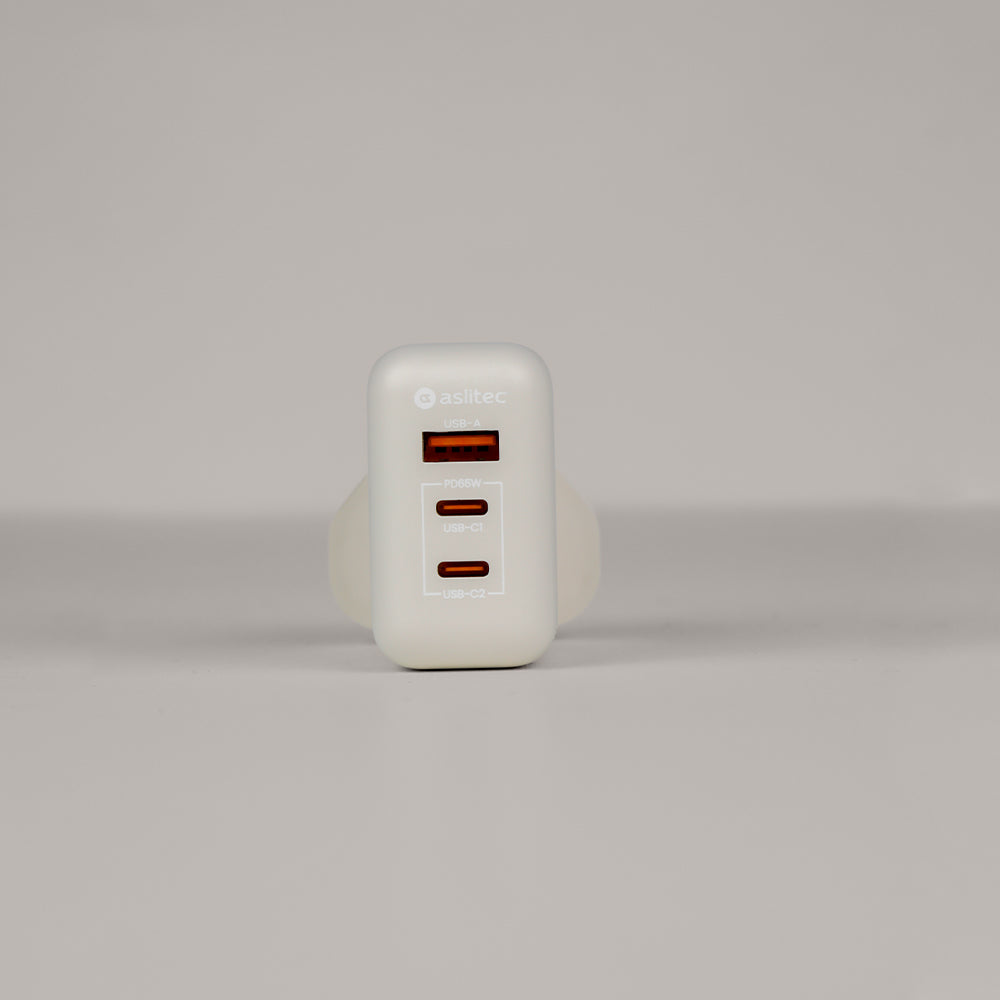 aslitec VexoraGaN 65W â Compact GaN Charger, USB-A  Dual USB-C Triple Ports