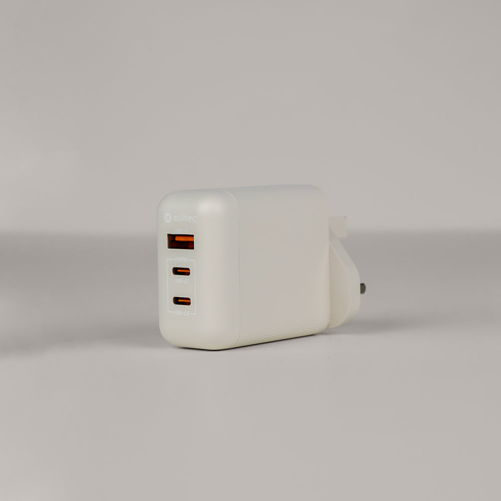 aslitec VexoraGaN 65W â Compact GaN Charger, USB-A  Dual USB-C Triple Ports