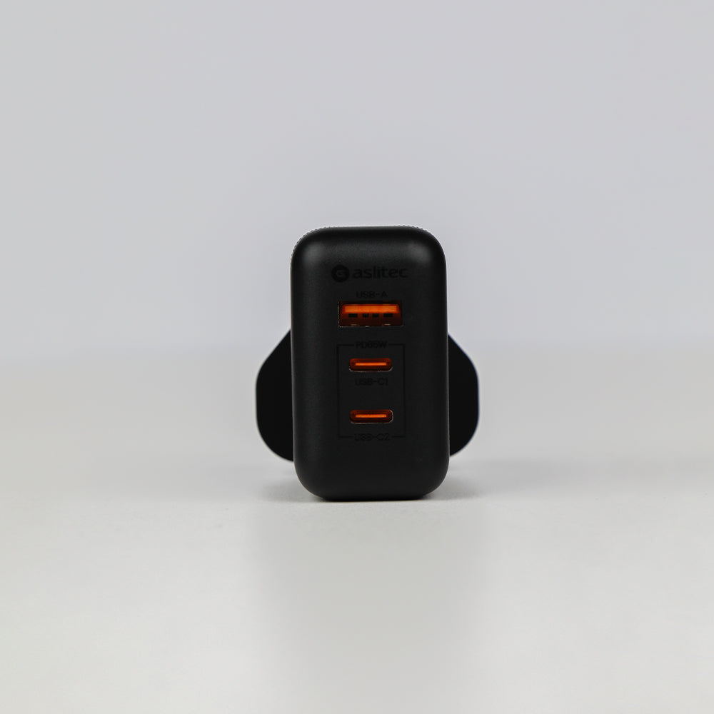 aslitec VexoraGaN 65W â Compact GaN Charger, USB-A  Dual USB-C Triple Ports