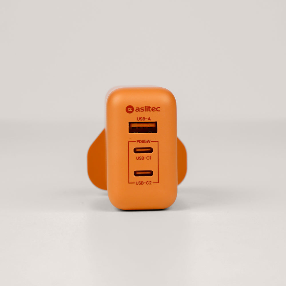 aslitec VexoraGaN 65W â Compact GaN Charger, USB-A  Dual USB-C Triple Ports