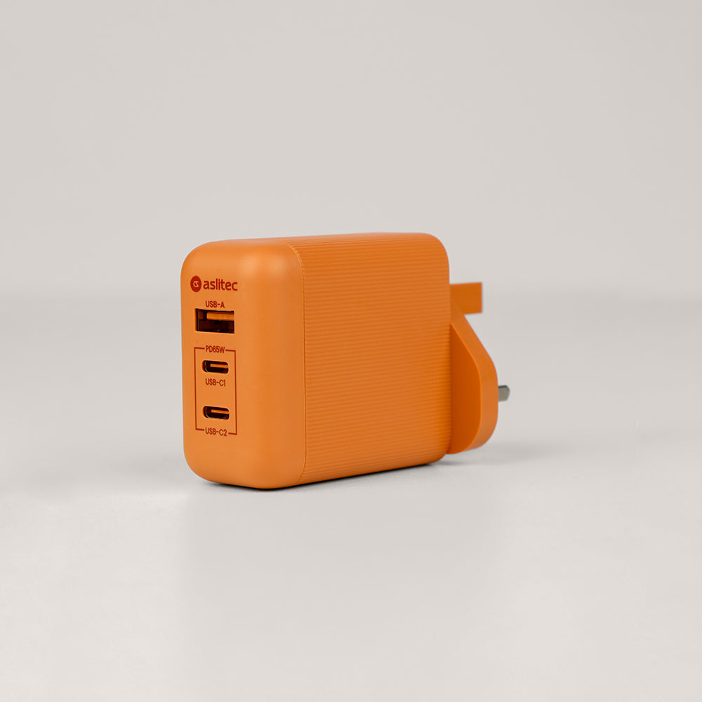 aslitec VexoraGaN 65W â Compact GaN Charger, USB-A  Dual USB-C Triple Ports