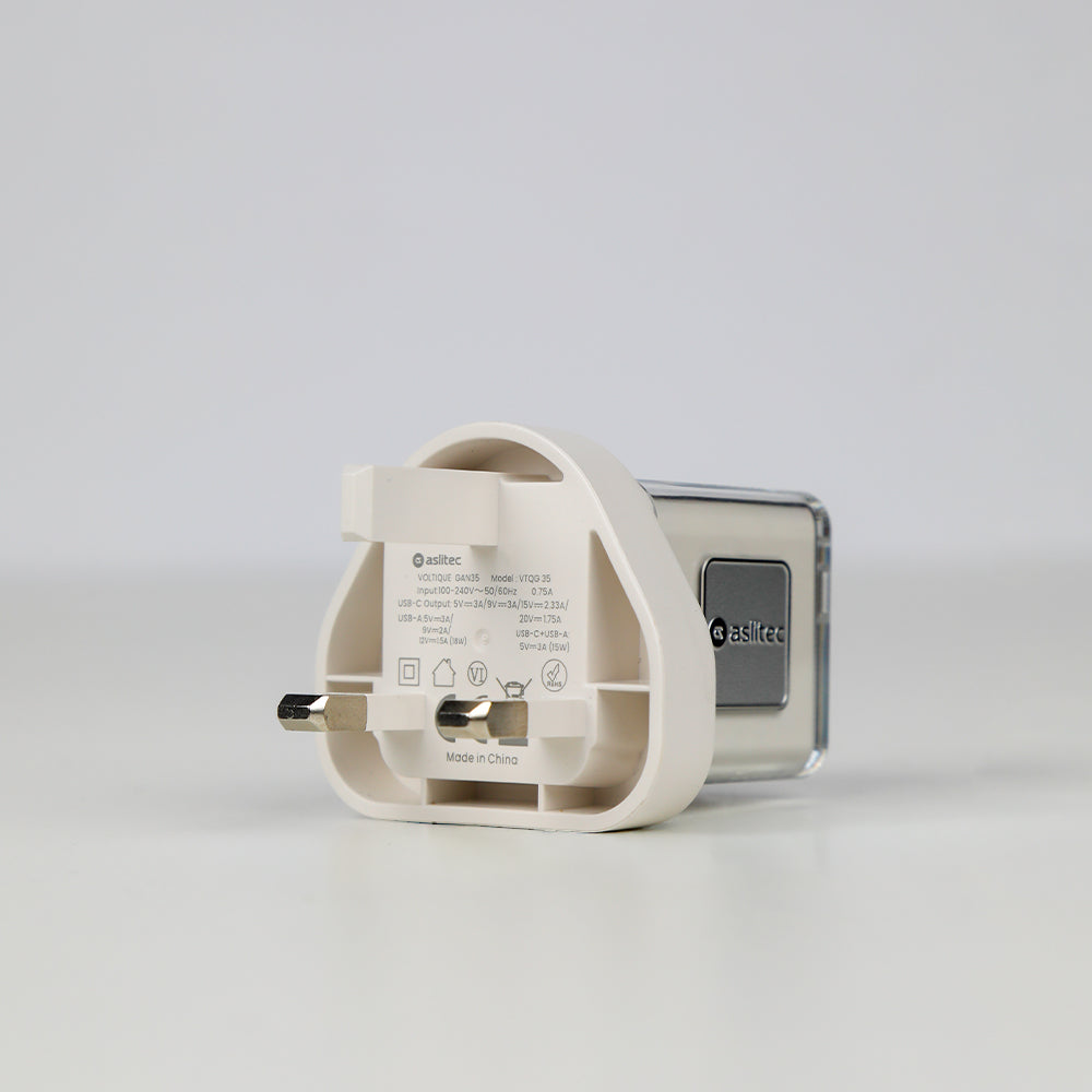aslitec VoltiqueGaN 35W â€“ Premium GaN Charger, Dual USB-A + USB-C Ports