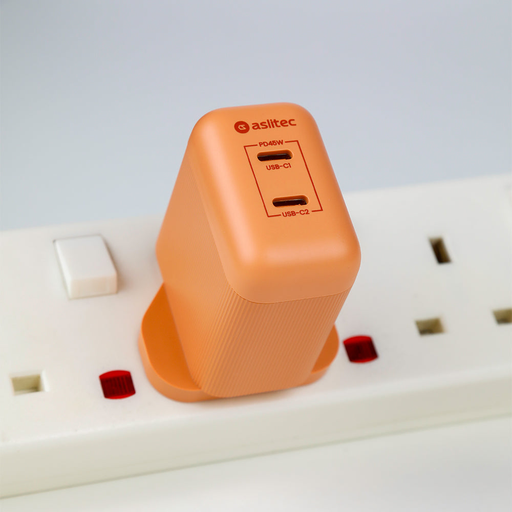 aslitec VexoraGaN 45W â Compact GaN Charger, Dual USB-C Ports