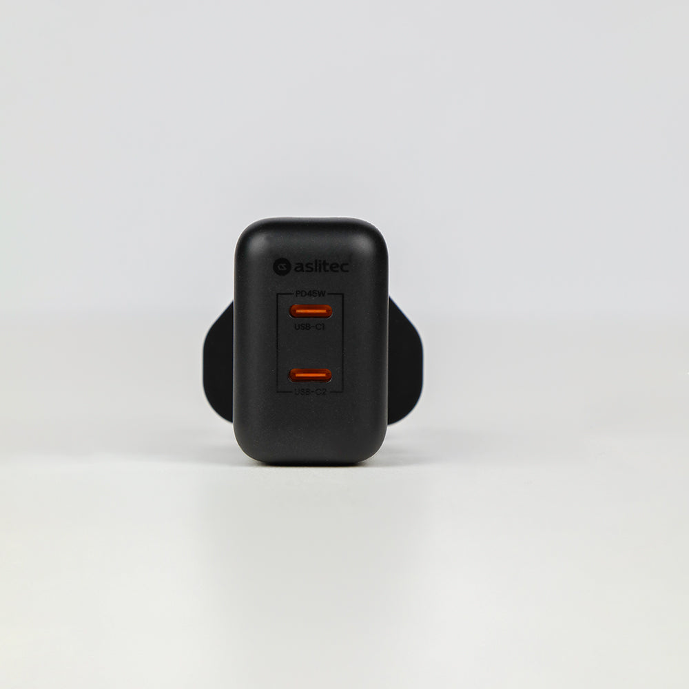 aslitec VexoraGaN 45W â Compact GaN Charger, Dual USB-C Ports