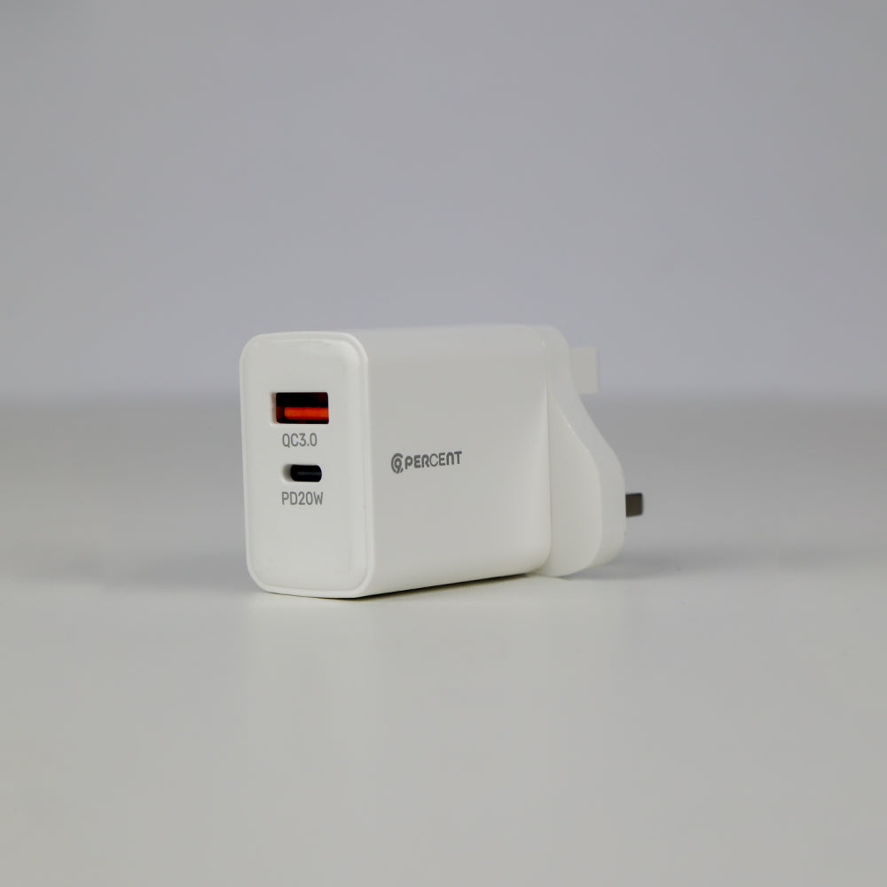 90 Percent THUNDERNEO Volt – 20W Dual-Port USB Wall Charger | White