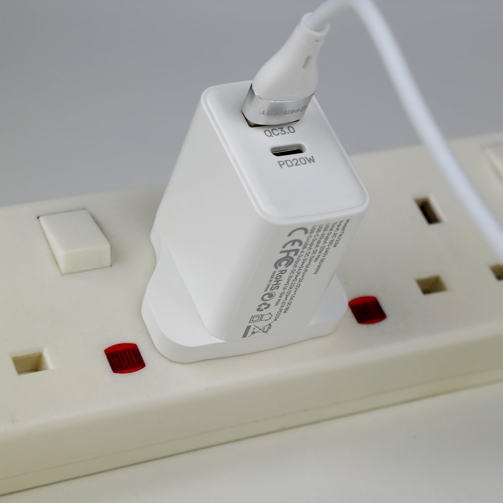 90 Percent THUNDERNEO Volt – 20W Dual-Port USB Wall Charger | White