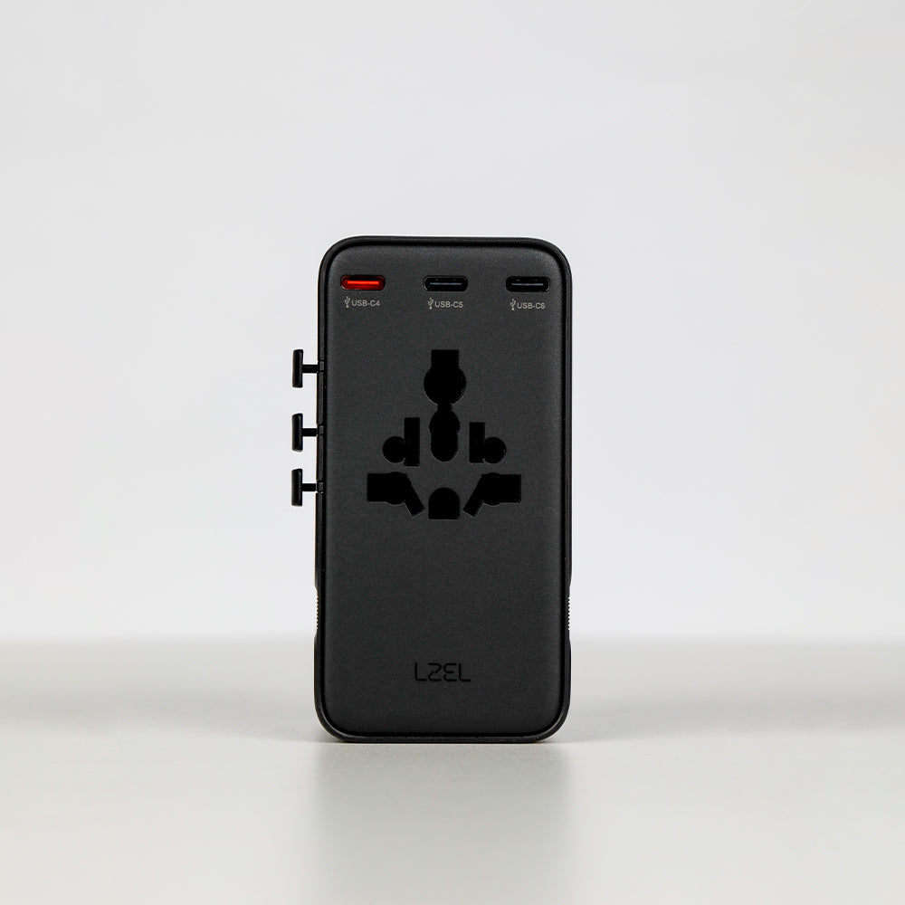 LZEL Voyage Globepowers 205W GaN III Fast PD Travel Adapter | Black