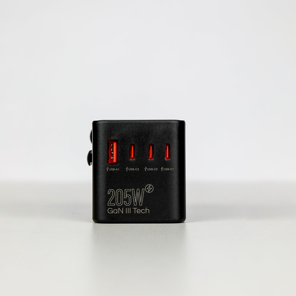 LZEL Voyage Globepowers 205W GaN III Fast PD Travel Adapter | Black