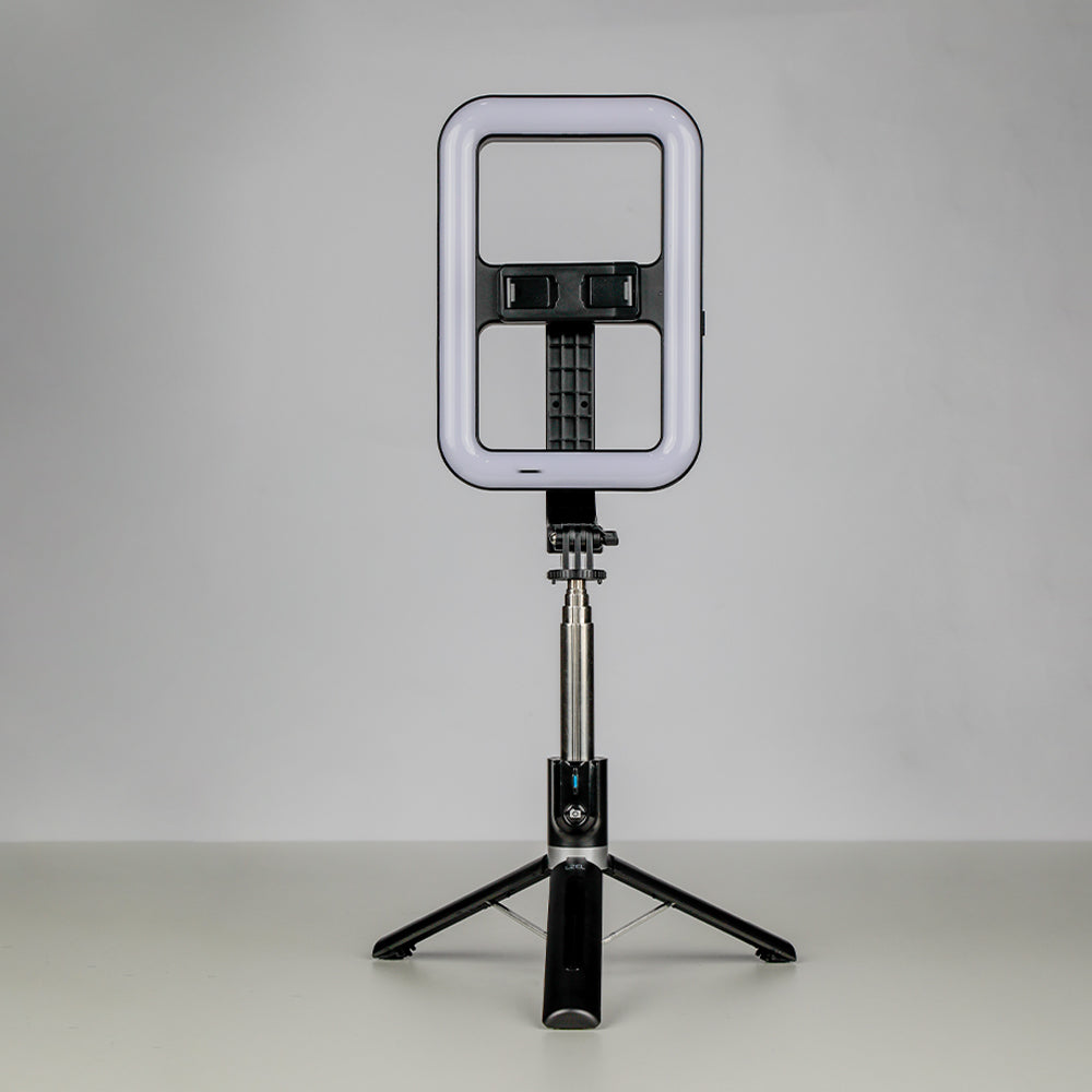 LZEL LensSnap Series 3-in-1 Selfie Stick with Tripod & Ring Light | Black