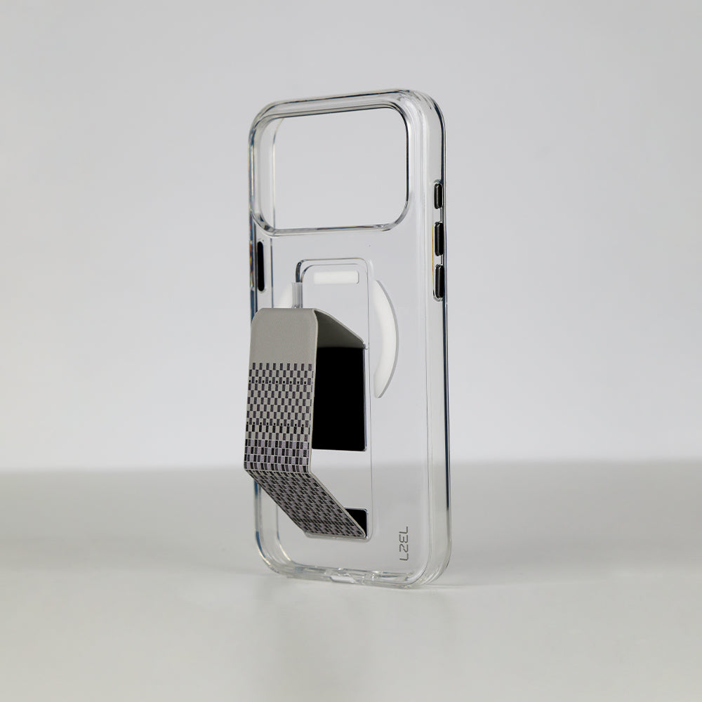 LZEL Clear Leathertand Crystal Clear Magsafe Case With Leather Kickstand For iPhone 18 Pro & 18 Pro Max