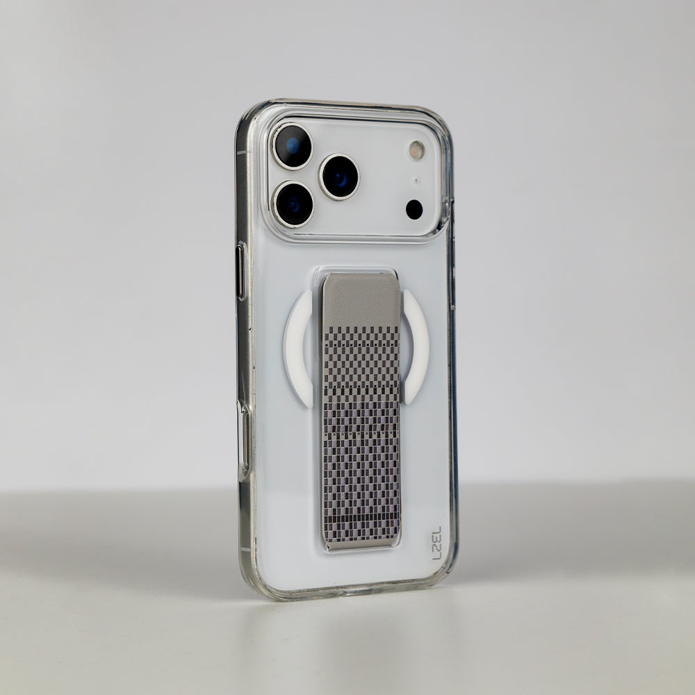 LZEL Clear Leathertand Crystal Clear Magsafe Case With Leather Kickstand For iPhone 18 Pro & 18 Pro Max