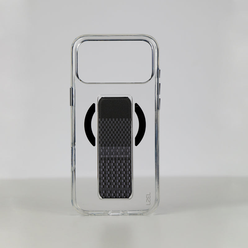 LZEL Clear Leathertand Crystal Clear Magsafe Case With Leather Kickstand For iPhone 18 Pro & 18 Pro Max