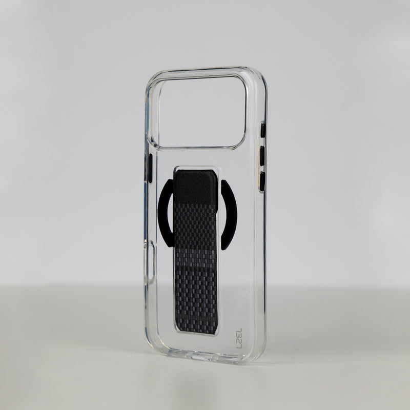 LZEL Clear Leathertand Crystal Clear Magsafe Case With Leather Kickstand For iPhone 18 Pro & 18 Pro Max