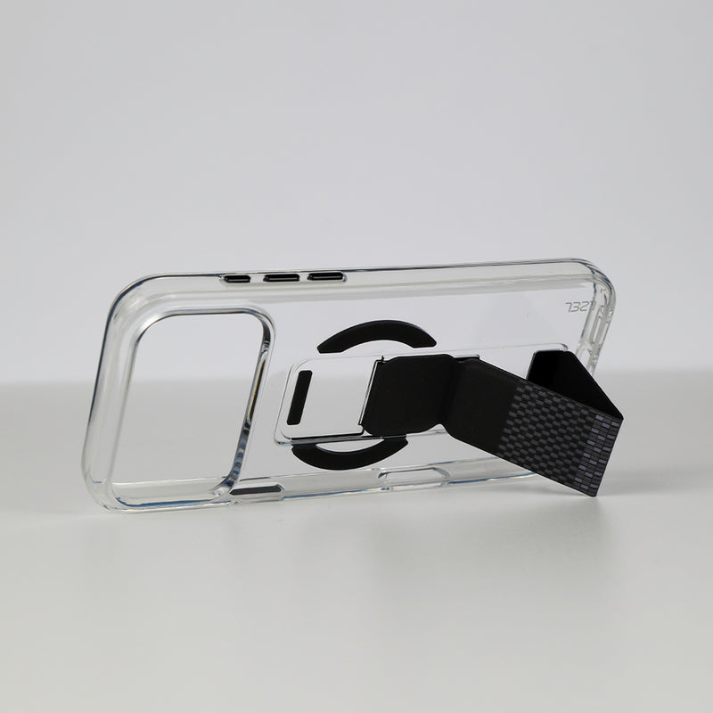LZEL Clear Leathertand Crystal Clear Magsafe Case With Leather Kickstand For iPhone 18 Pro & 18 Pro Max
