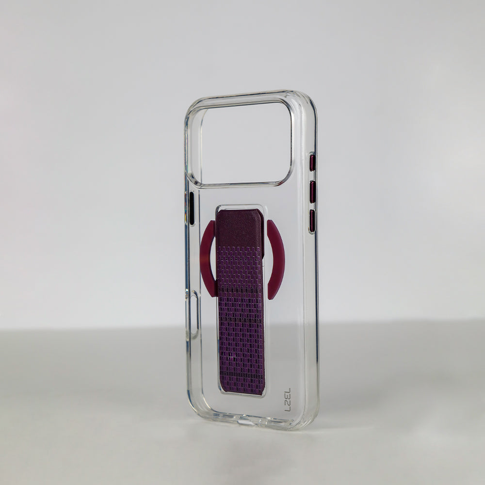 LZEL Clear Leathertand Crystal Clear Magsafe Case With Leather Kickstand For iPhone 18 Pro & 18 Pro Max