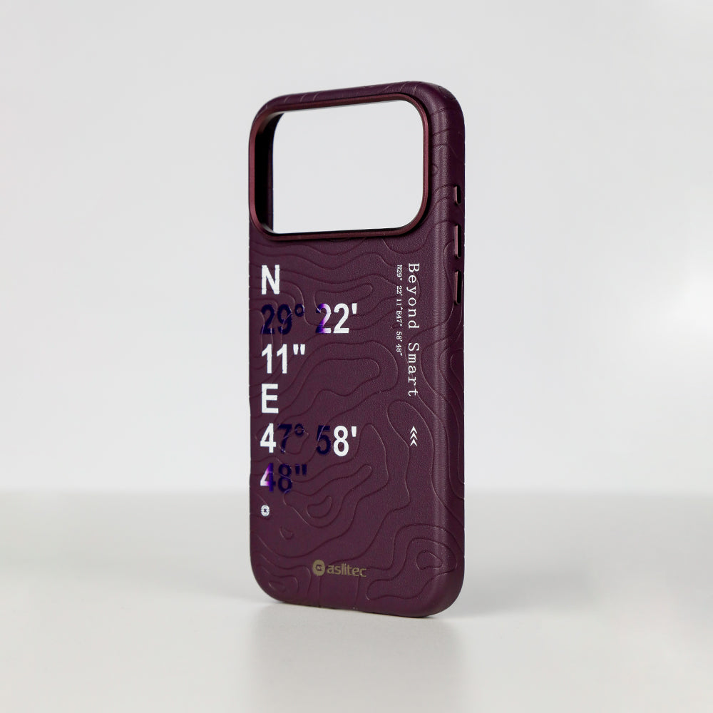 aslitec Geomag Coordinate Sophisticared Leather Magsafe Case With Coordinate Design Case For iPhone 18 Pro