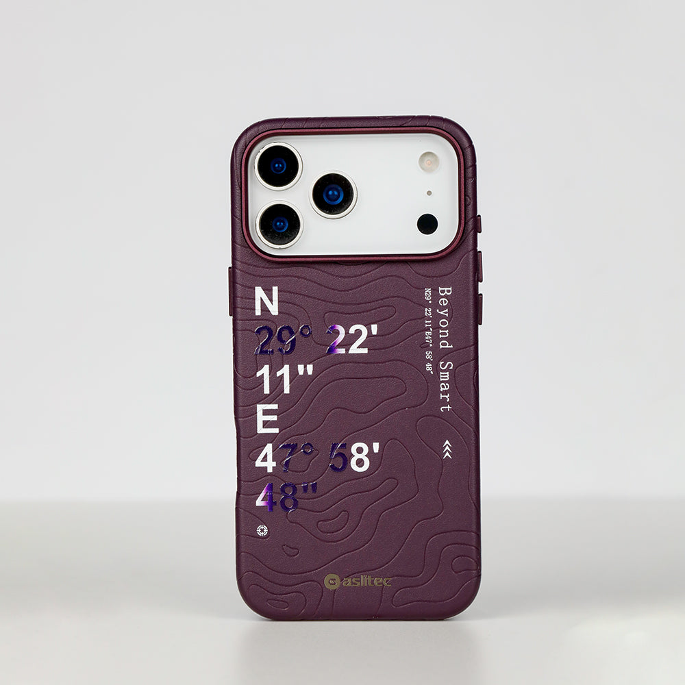 aslitec Geomag Coordinate Sophisticared Leather Magsafe Case With Coordinate Design Case For iPhone 18 Pro Max