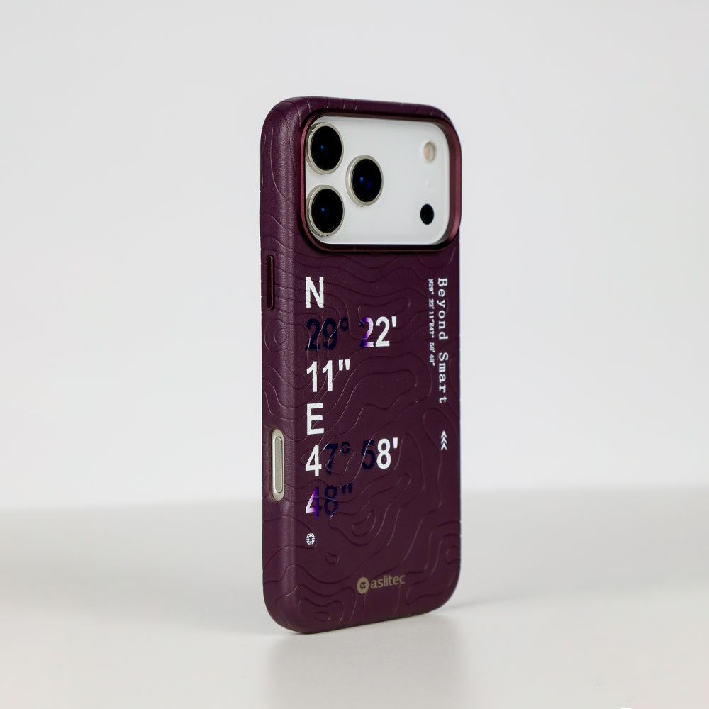 aslitec Geomag Coordinate Sophisticared Leather Magsafe Case With Coordinate Design Case For iPhone 18 Pro