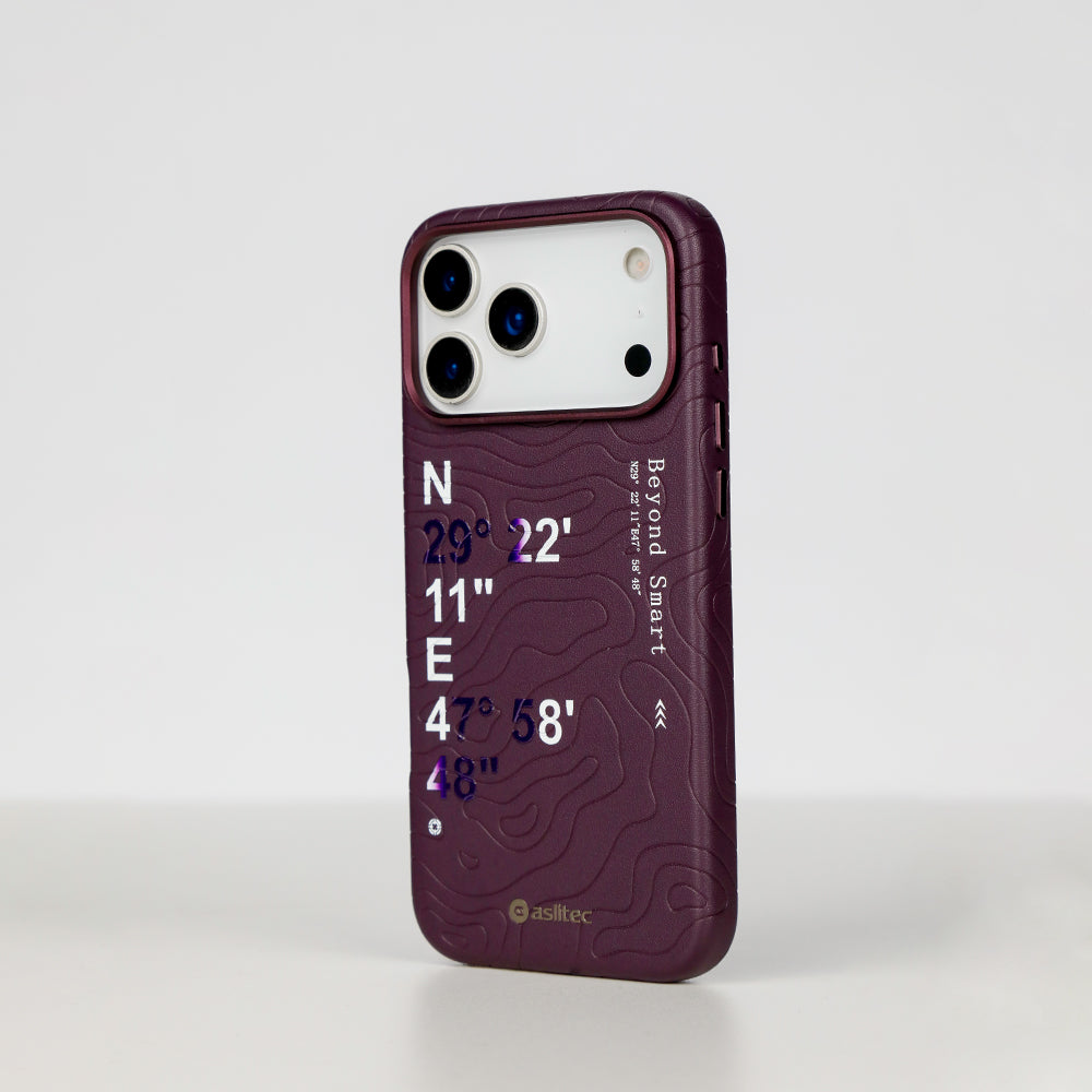 aslitec Geomag Coordinate Sophisticared Leather Magsafe Case With Coordinate Design Case For iPhone 18 Pro