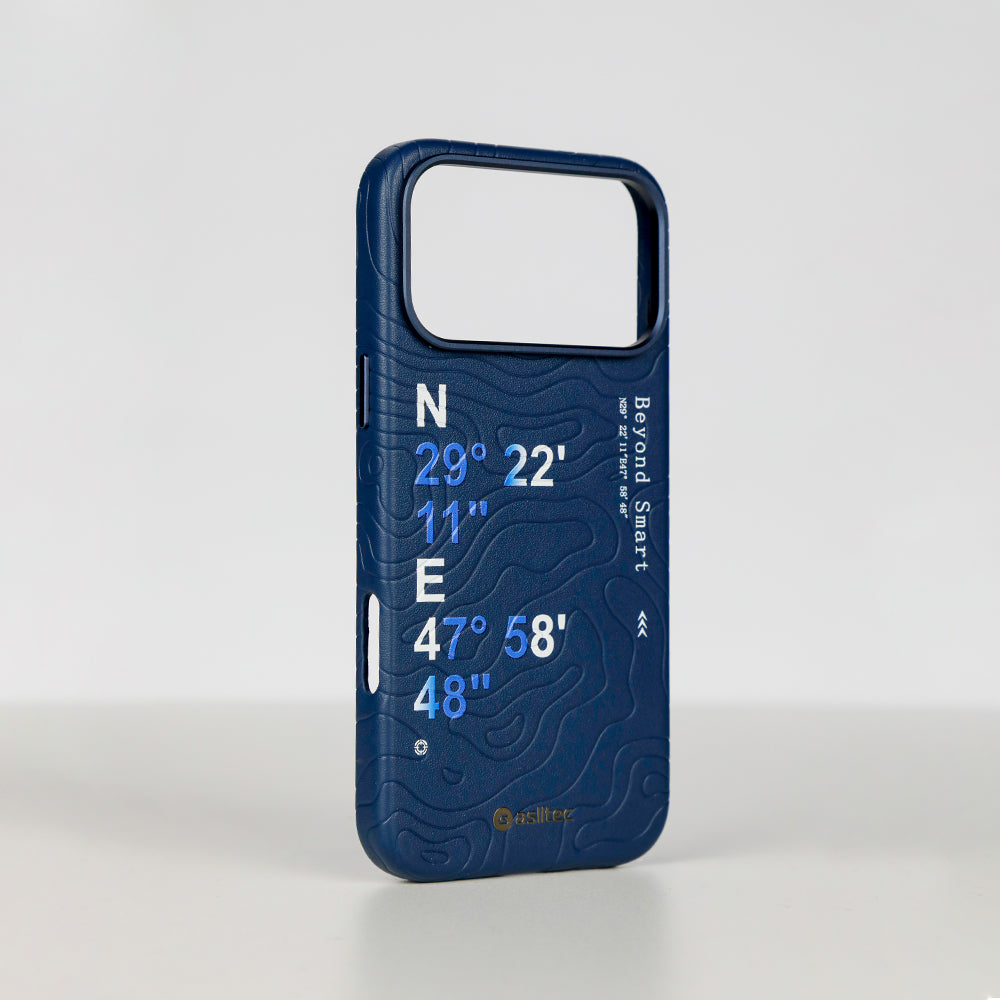 aslitec Geomag Coordinate Sophisticared Leather Magsafe Case With Coordinate Design Case For iPhone 18 Pro