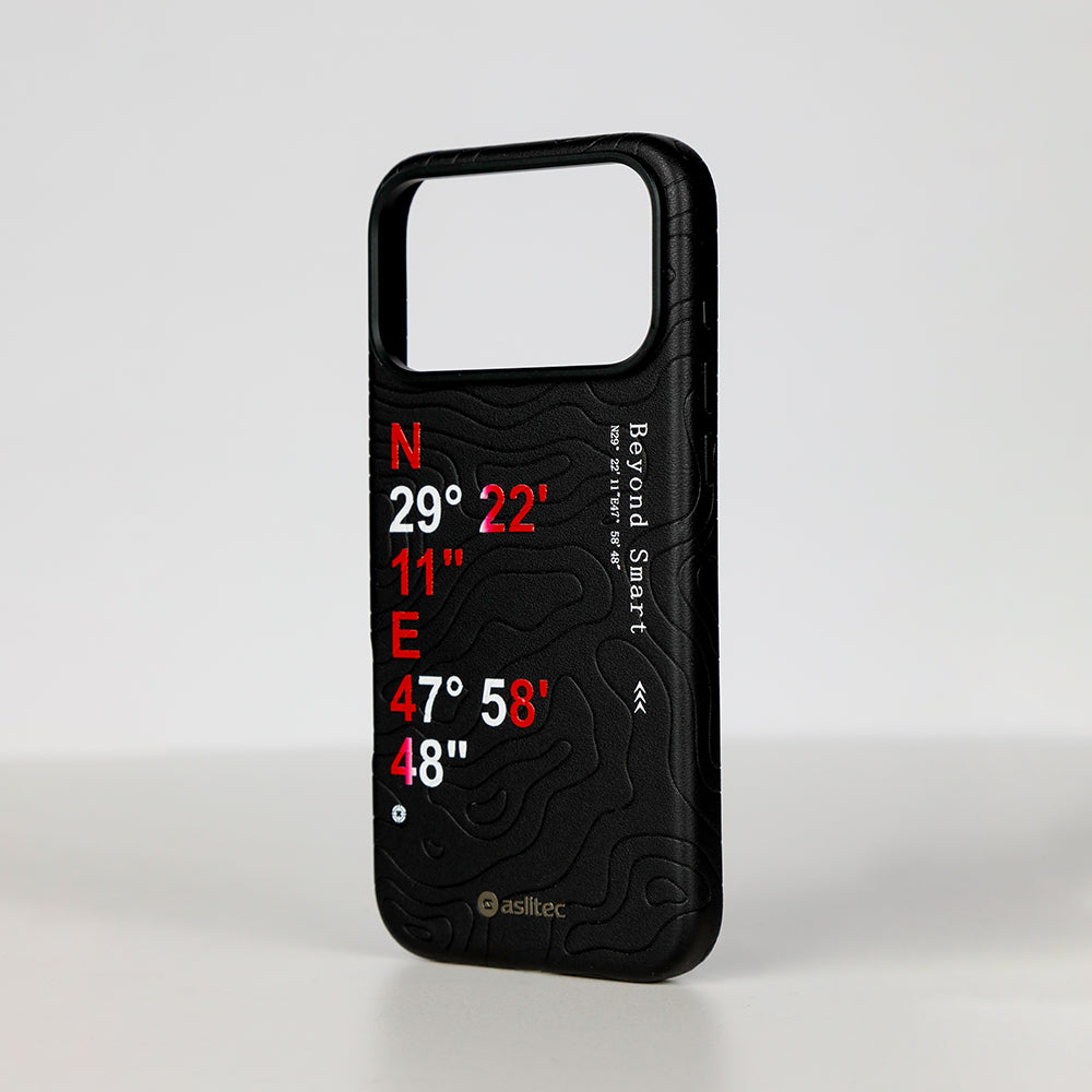 aslitec Geomag Coordinate Sophisticared Leather Magsafe Case With Coordinate Design Case For iPhone 18 Pro