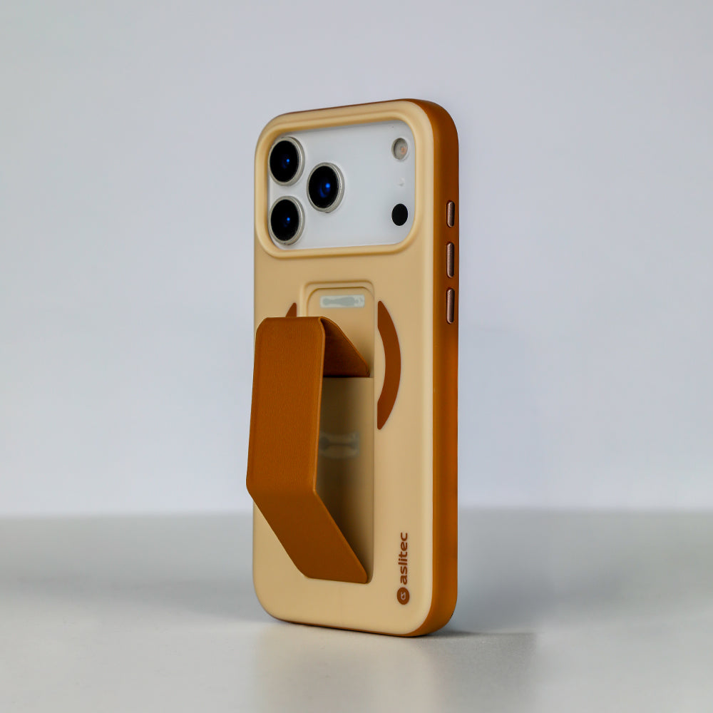 aslitec MagColor Fusion Premium Leather MagSafe Case with Fold-Out Kickstand for iPhone 18 Pro & Pro Max
