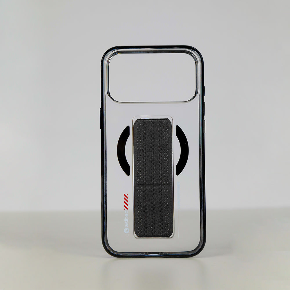 aslitec Luxestand Mag Crystal Clear Magsafe Case With Leather Kickstand For iPhone 18 Pro