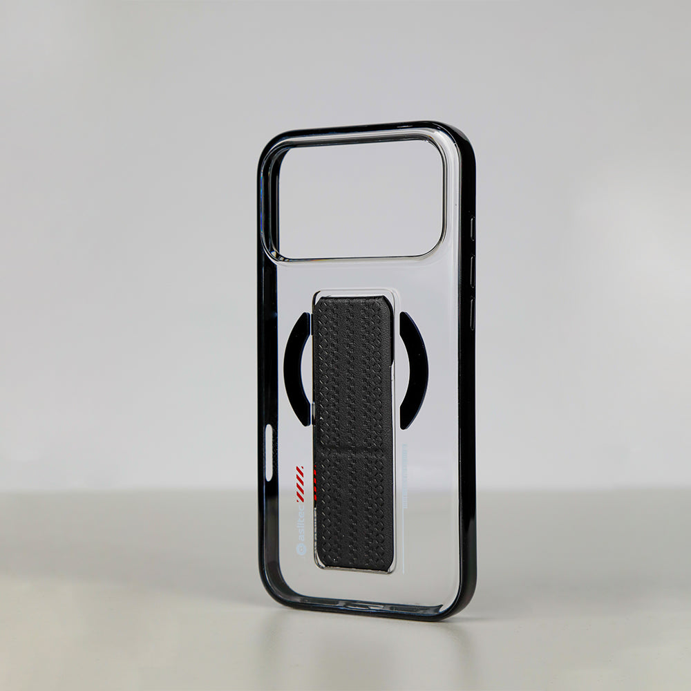 aslitec Luxestand Mag Crystal Clear Magsafe Case With Leather Kickstand For iPhone 18 Pro Max