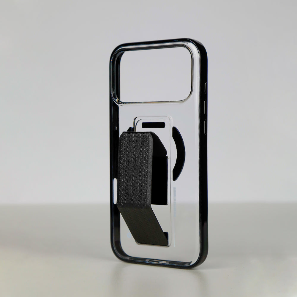 aslitec Luxestand Mag Crystal Clear Magsafe Case With Leather Kickstand For iPhone 18 Pro Max