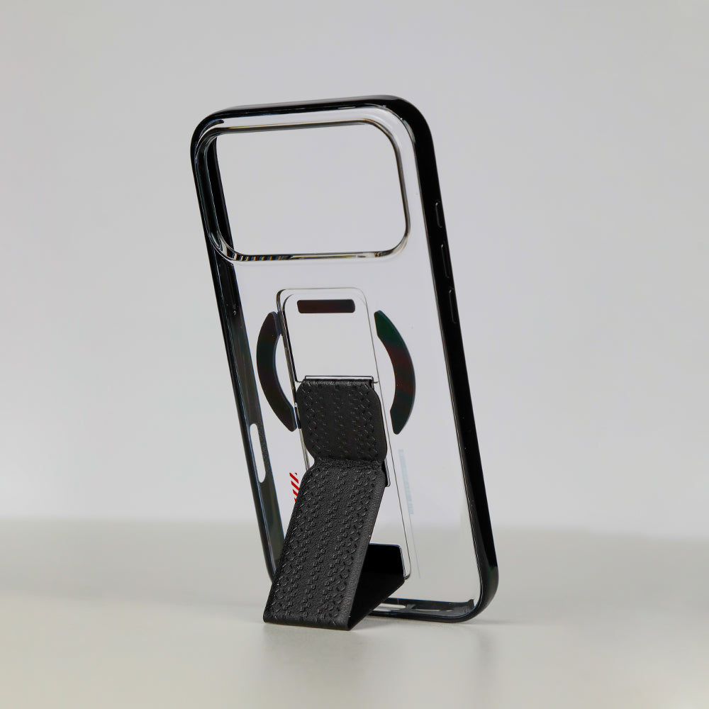 aslitec Luxestand Mag Crystal Clear Magsafe Case With Leather Kickstand For iPhone 18 Pro