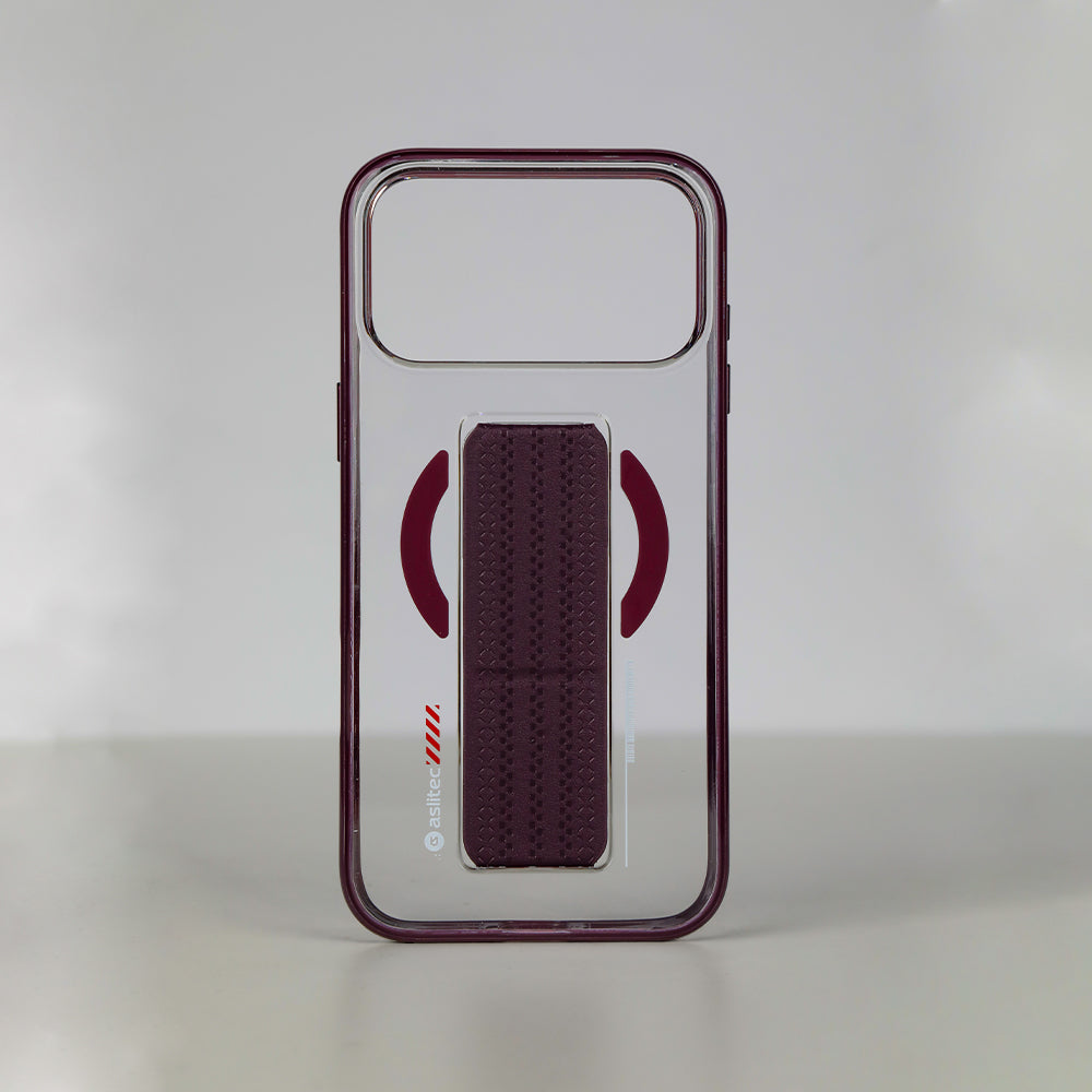 aslitec Luxestand Mag Crystal Clear Magsafe Case With Leather Kickstand For iPhone 18 Pro