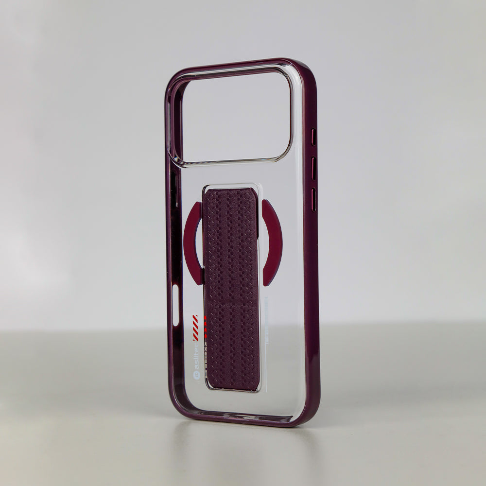 aslitec Luxestand Mag Crystal Clear Magsafe Case With Leather Kickstand For iPhone 18 Pro Max