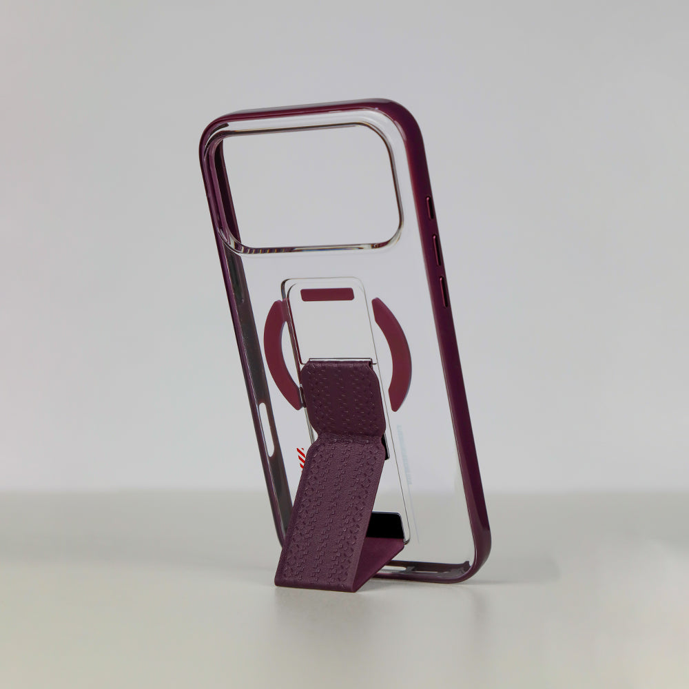 aslitec Luxestand Mag Crystal Clear Magsafe Case With Leather Kickstand For iPhone 18 Pro Max