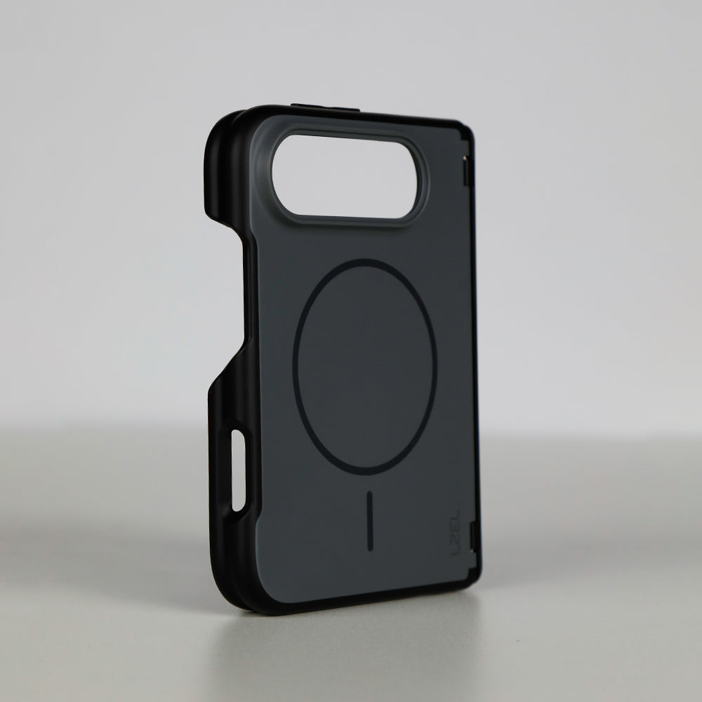 LZEL SILICORE Premium Silicone MagSafe Case with Metal Camera Frame for iPhone Duo | Dark Gray
